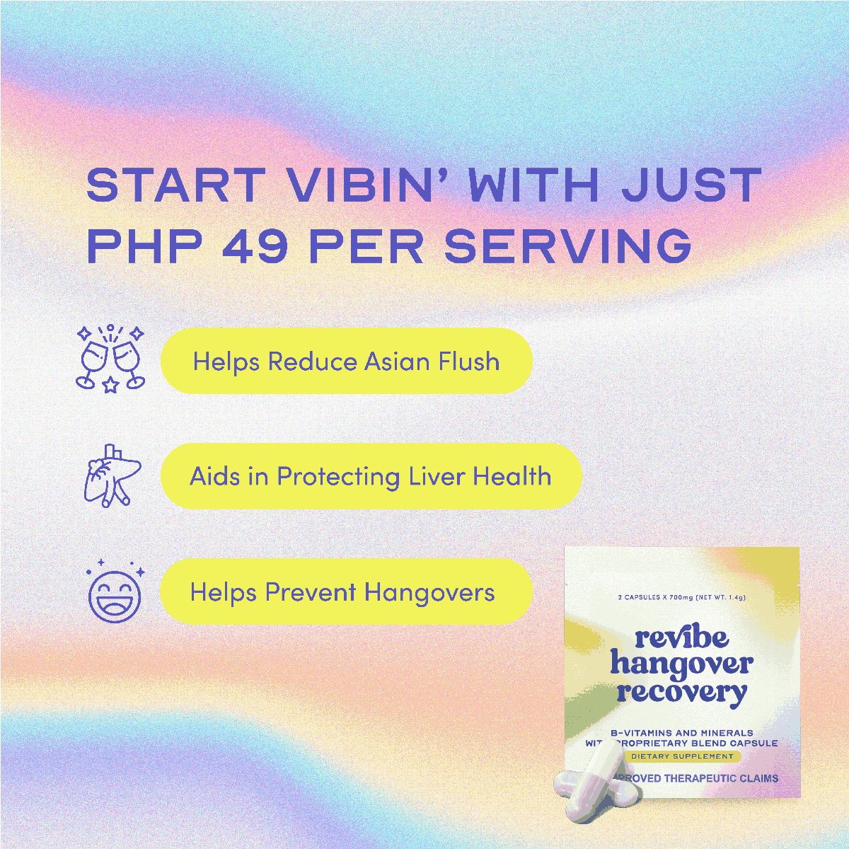 Revibe Anti Hangover & Recovery Pills - Box of 5 (Party & Liver Shield, Natural Alcohol Defense)